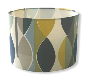 RETRO ABSTRACT 70's blue yellow handmade lampshade