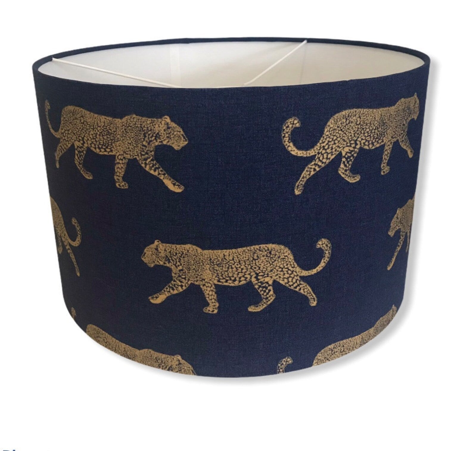 LEOPARD blue gold animal handmade lampshade