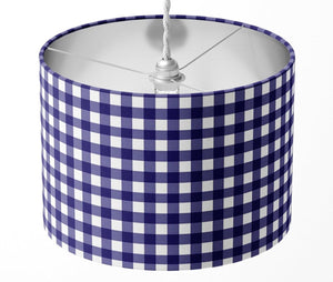 GINGHAM CHECK  blue plaid buffalo check handmade lampshade