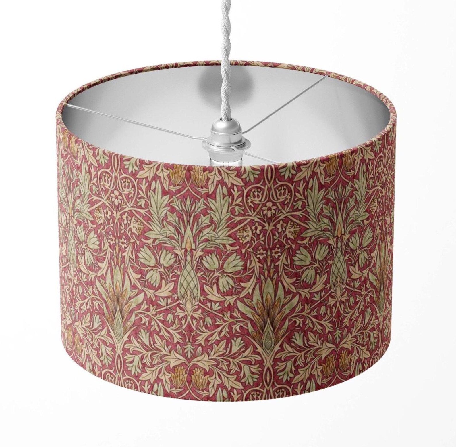 SNAKESHEAD made with William Morris fabric wine red floral handmade lampshade