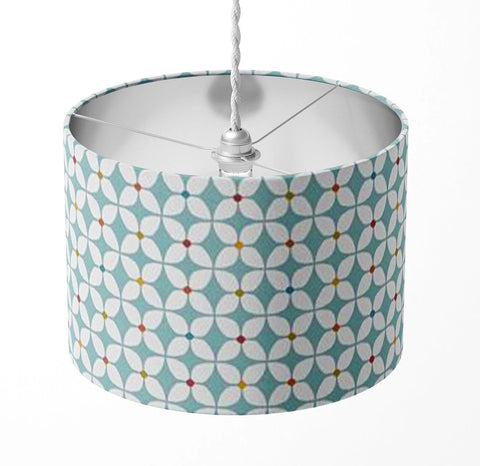 Clarke & Clarke zap azure blue geometric geo handmade lampshade