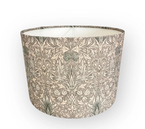SNAKESHEAD made with William Morris fabric dove grey floral handmade lampshade