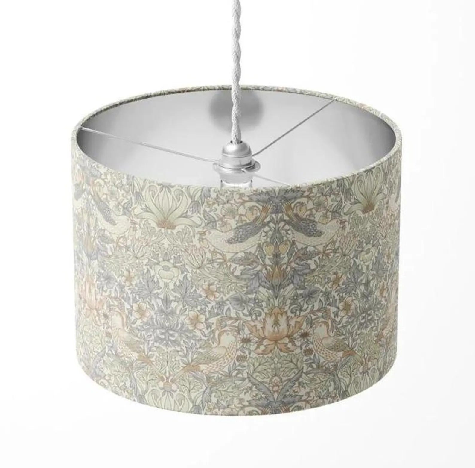 Strawberry thief cream  made with William Morris fabric floral handmade lampshade