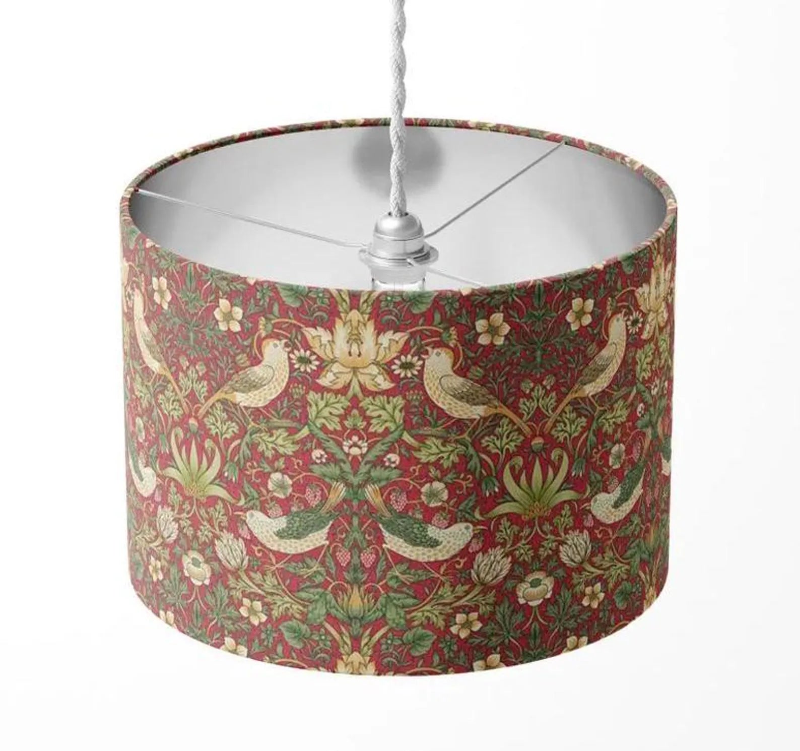 Strawberry thief red made with William Morris fabric floral handmade lampshade