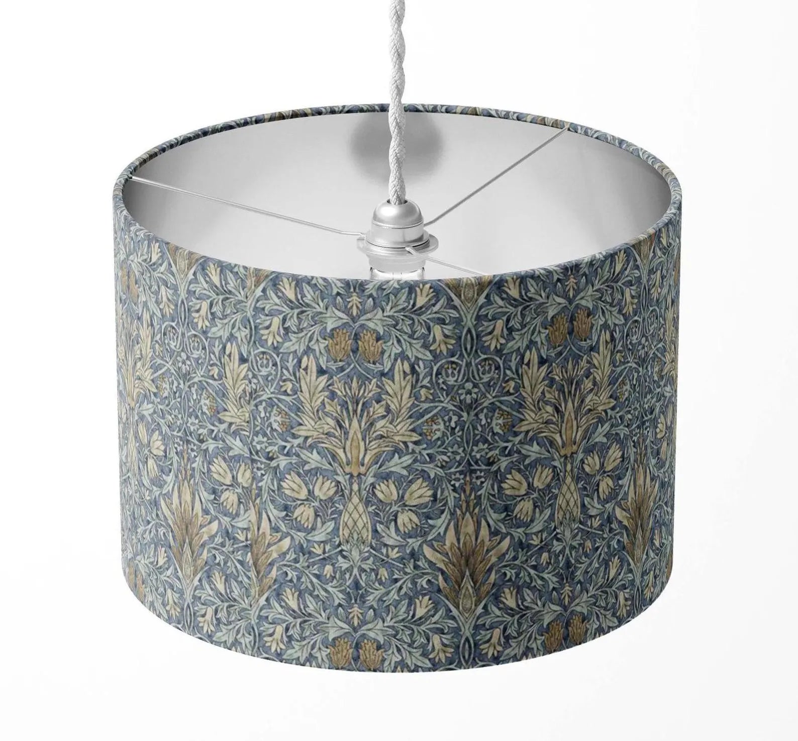 SNAKESHEAD made with William Morris fabric denim blue floral handmade lampshade
