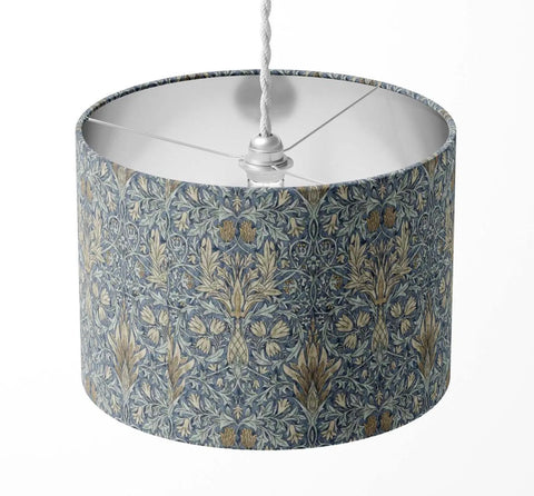 SNAKESHEAD made with William Morris fabric denim blue floral handmade lampshade