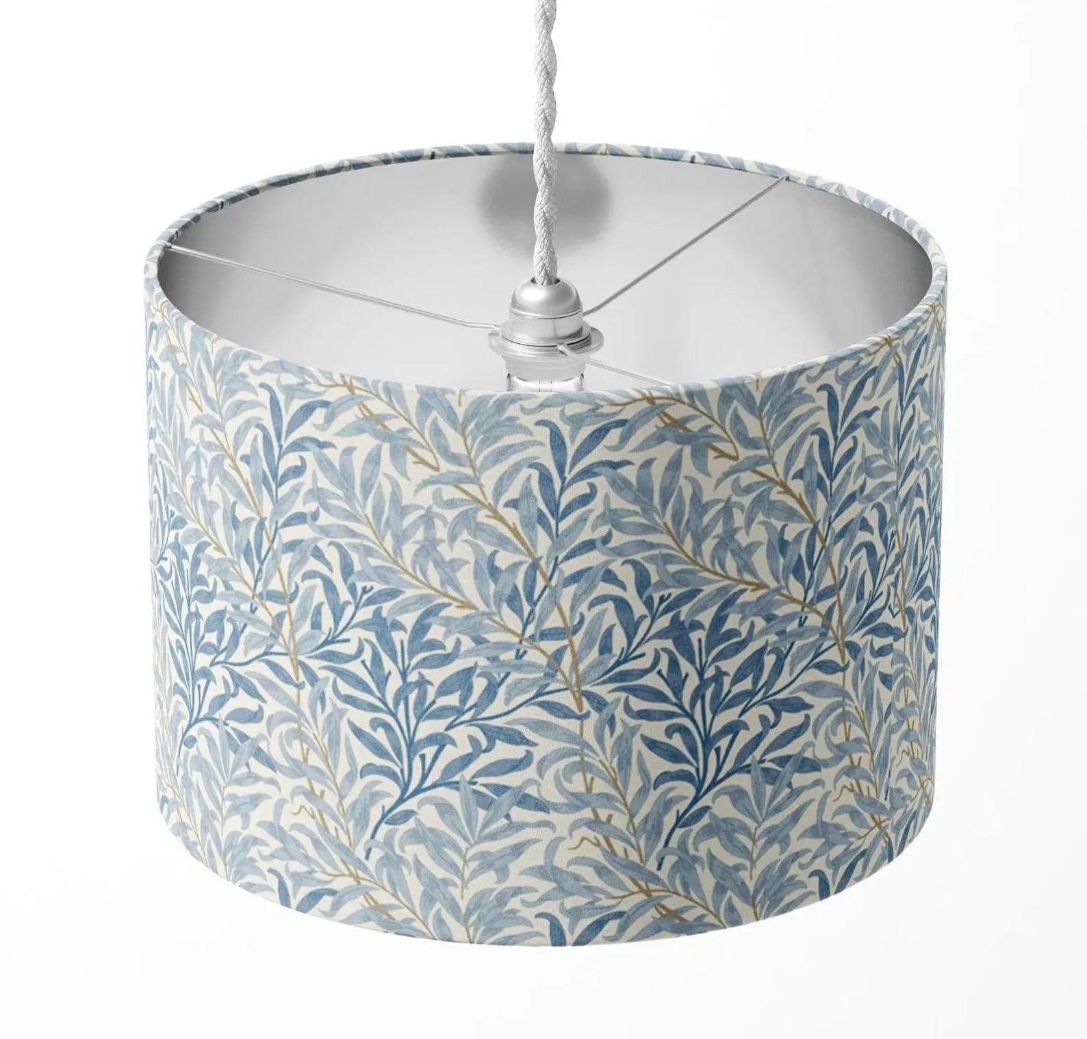 WILLOW BOUGH made with William Morris fabric azure blue floral leaf handmade lampshade
