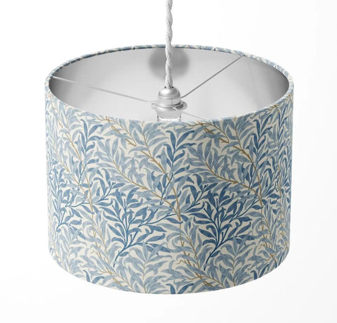WILLOW BOUGH made with William Morris fabric azure blue floral leaf handmade lampshade