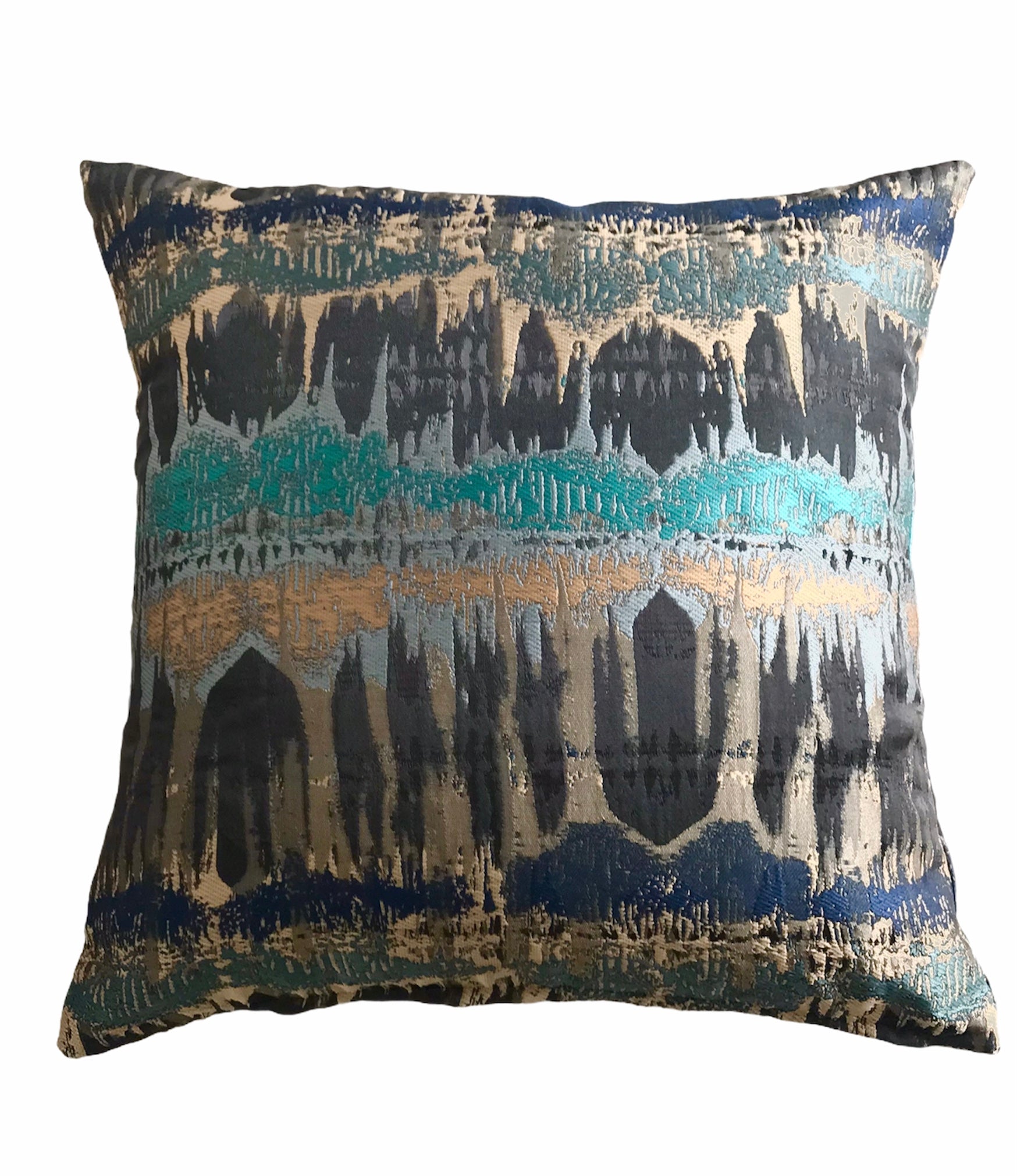 INCA TEAL cushion cover blue gold